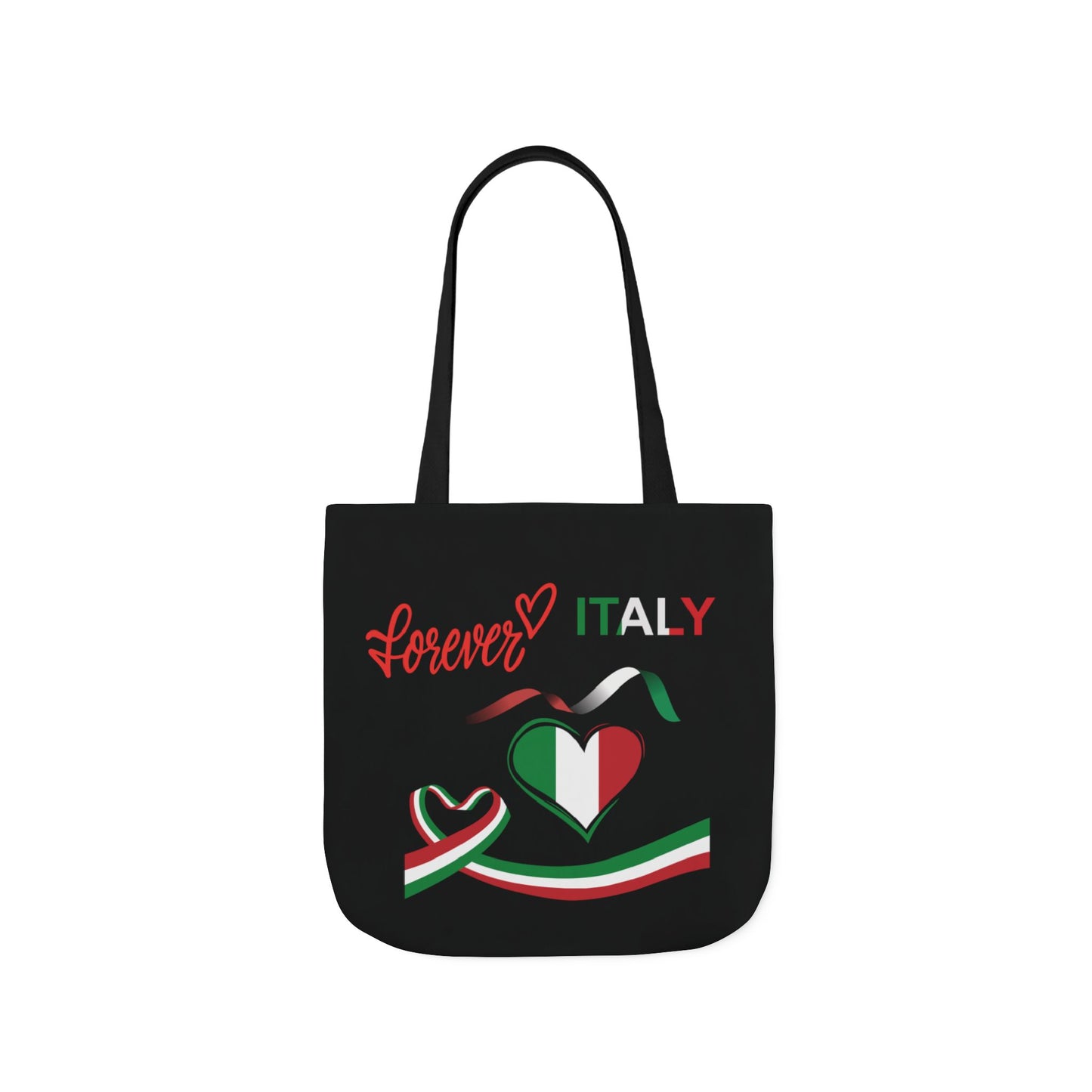 Black Canvas Tote Bag - Italy Theme