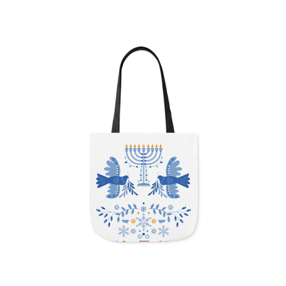 Blue and White Hanukkah Canvas Tote Bag