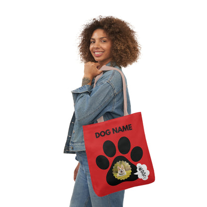 Red and Black Personalized Dog Canvas Tote Bag