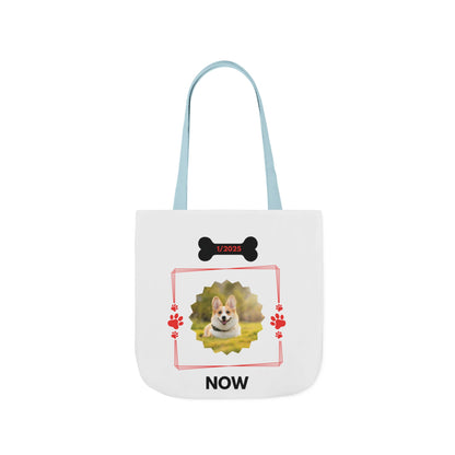 Personalized Dog Before and Now Photos White Canvas Tote Bag