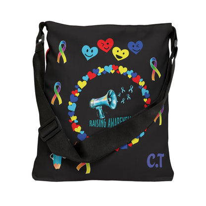 Personalized Initial Autism Awareness Adjustable Tote Bag