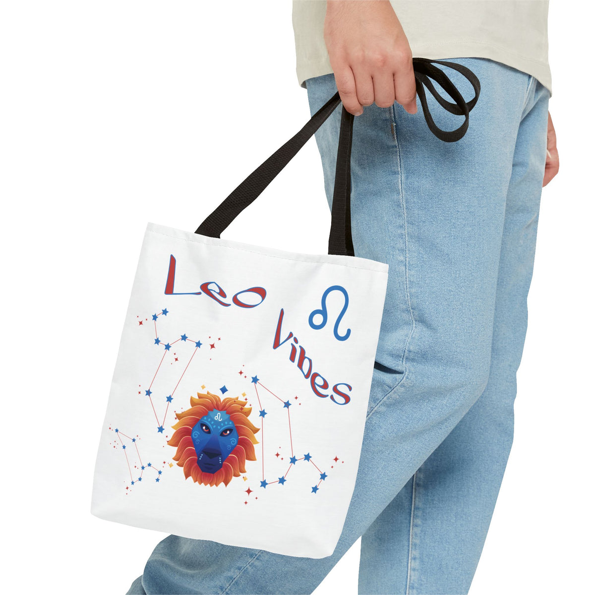 Personalized Year & Initial, Leo Vibes Zodiac White Tote Bag
