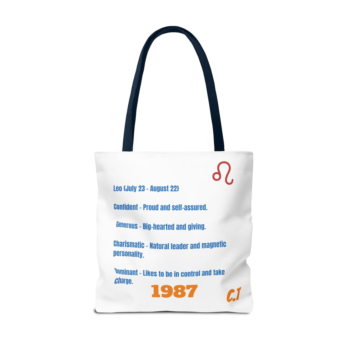 Personalized Year & Initial, Leo Vibes Zodiac White Tote Bag