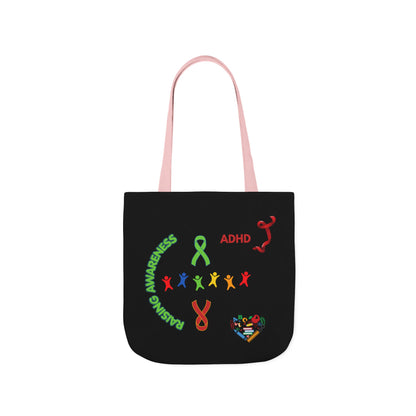 Autism Awareness Canvas Tote — Rainbow Handprints & Ribbon Design