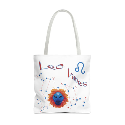 Personalized Year & Initial, Leo Vibes Zodiac White Tote Bag