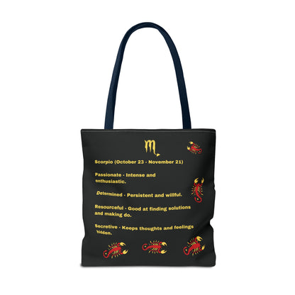 Black Zodiac Scorpio Tote Bag