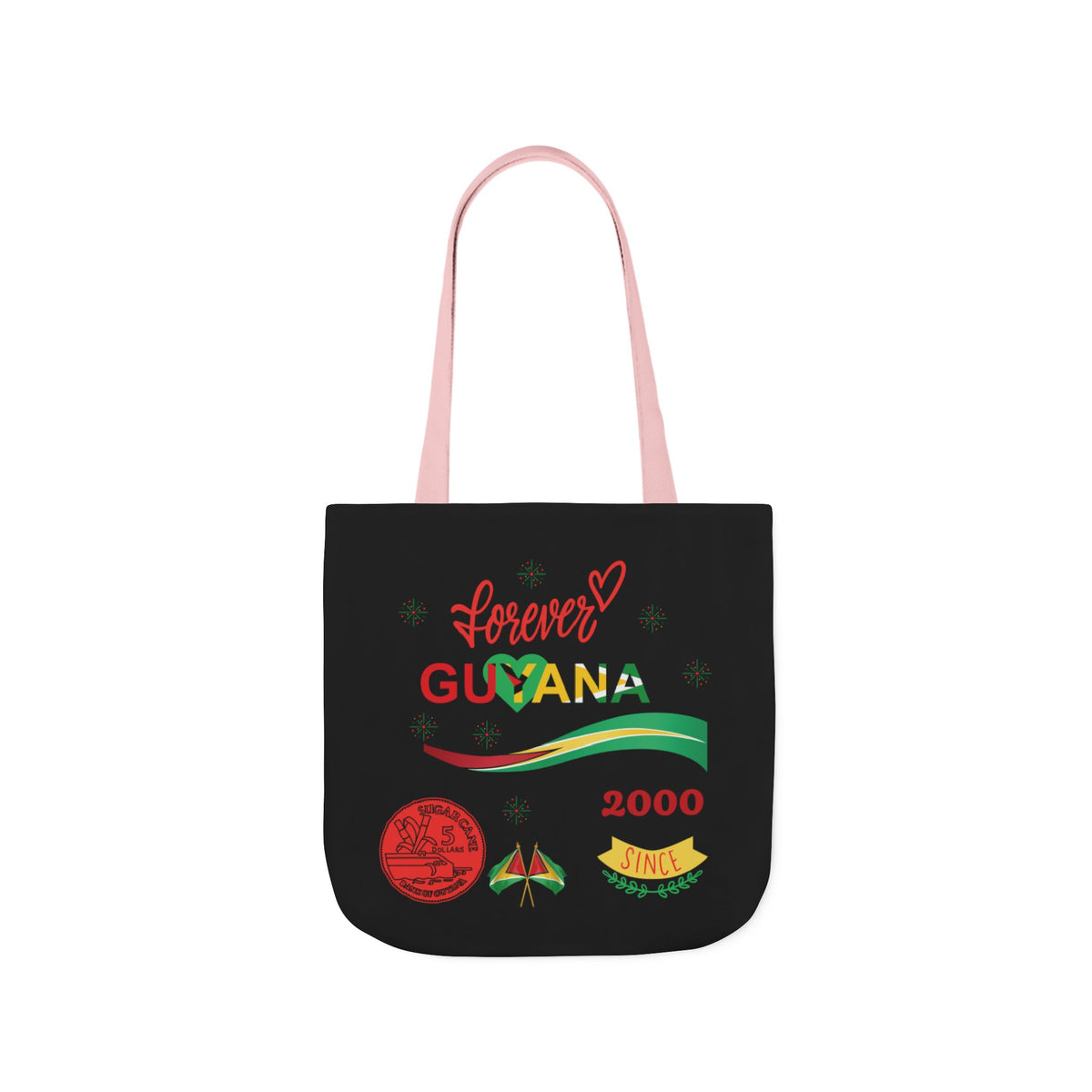 Personalized D.O.B and initial Love You Guyana Canvas Tote Bag