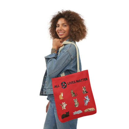 Red Cat theme Canvas Tote Bag