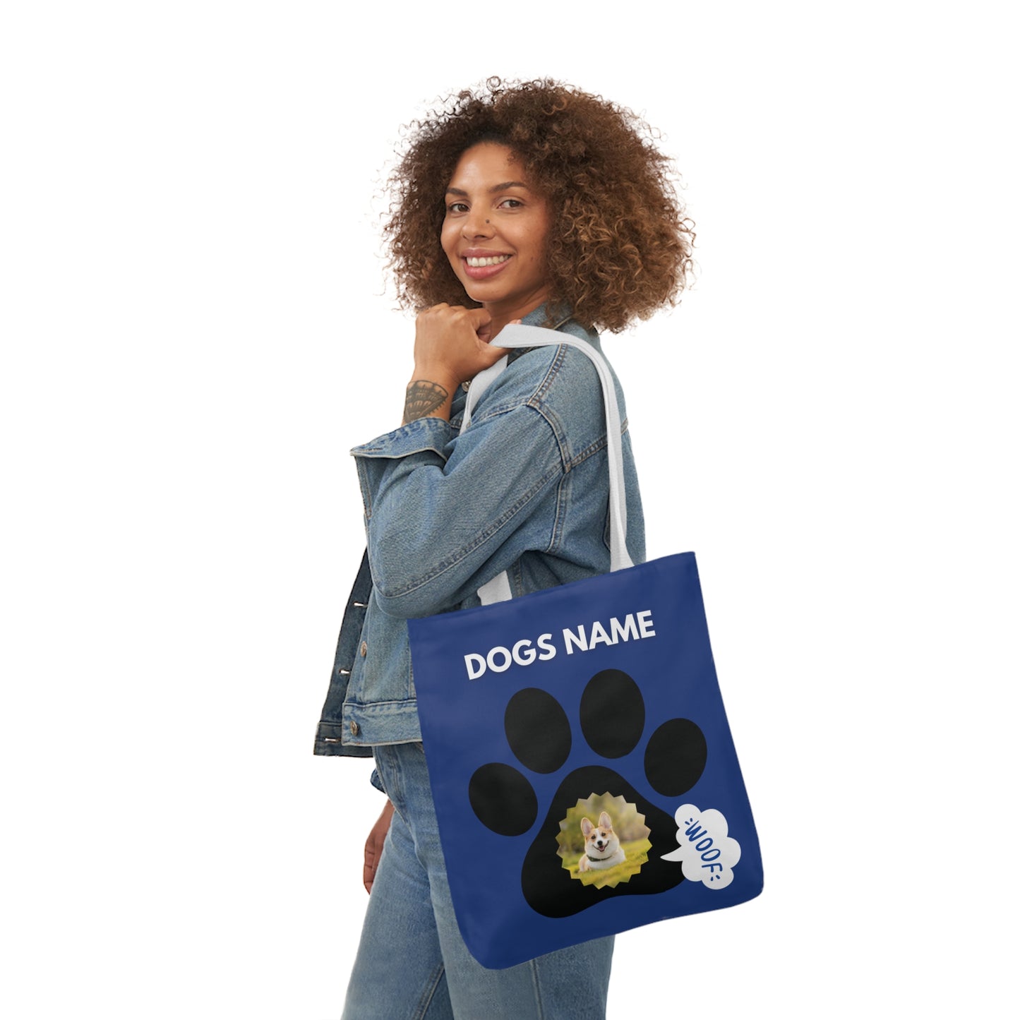 Blue Personalized Dog Canvas Tote Bag