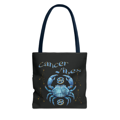 Black Zodiac Cancer Tote Bag
