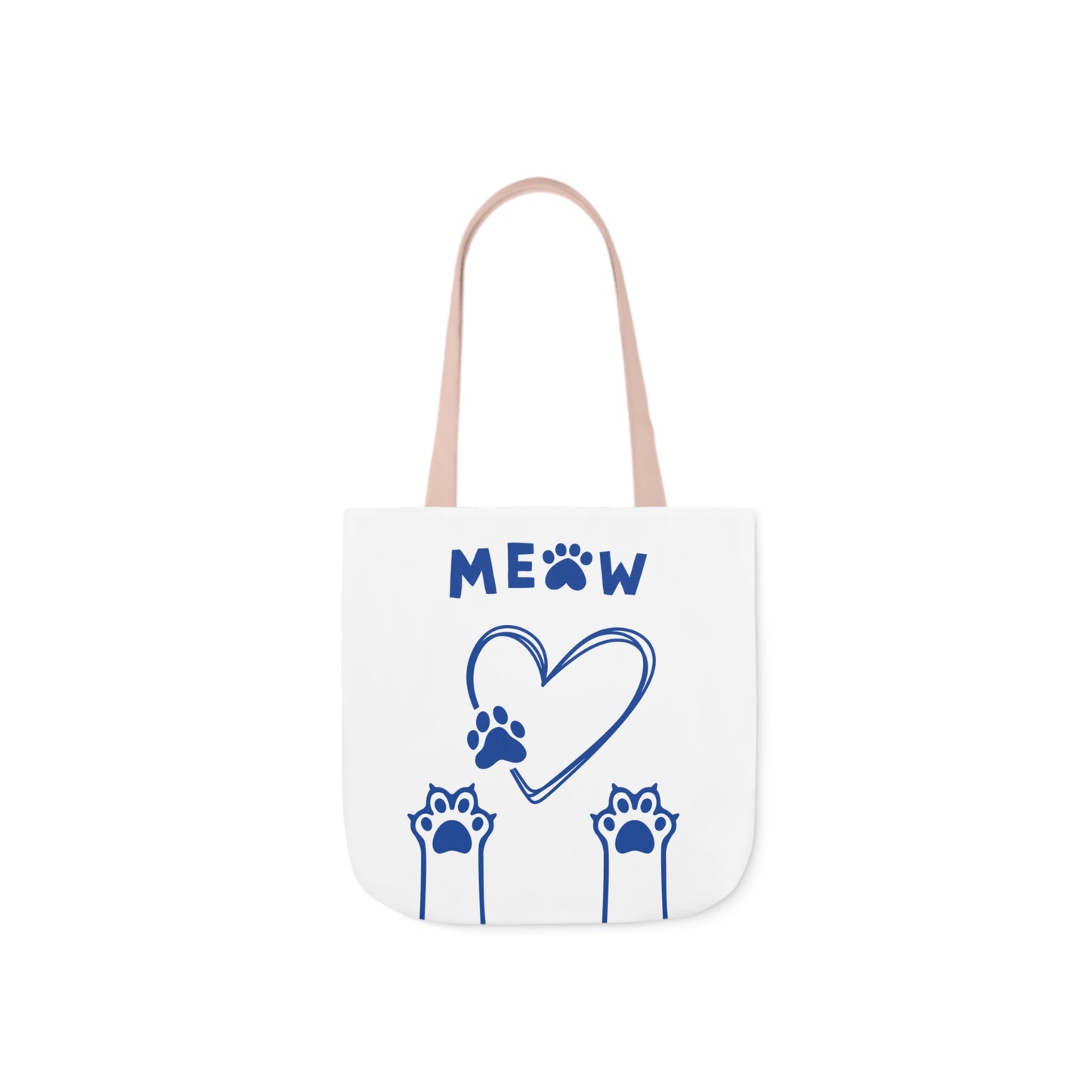 White and Blue Personalized Cat Canvas Tote Bag