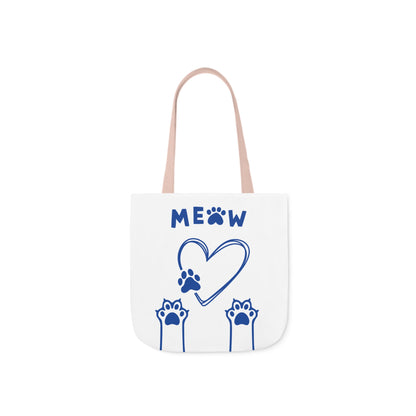 White and Blue Personalized Cat Canvas Tote Bag