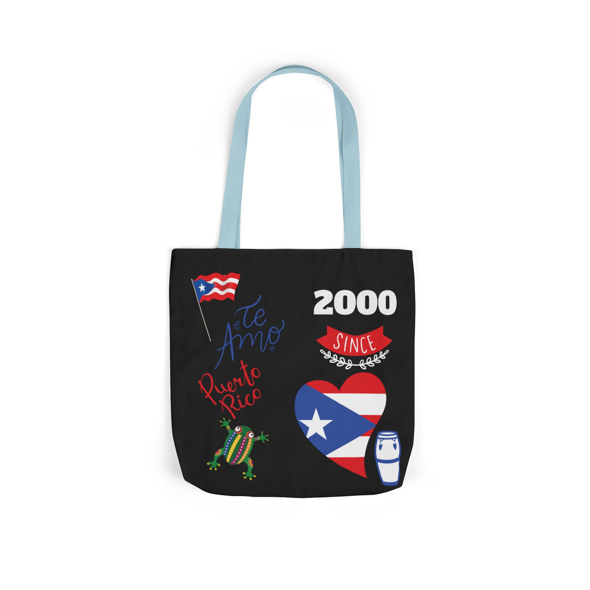 Puerto Rico Pride Canvas Tote Bag — Personalized with initial and D.O.D