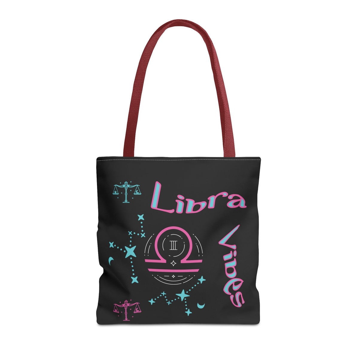 Personalized Initial & D.O.B Libra Zodiac Black Tote Bag with Traits & Birth Year (1997)