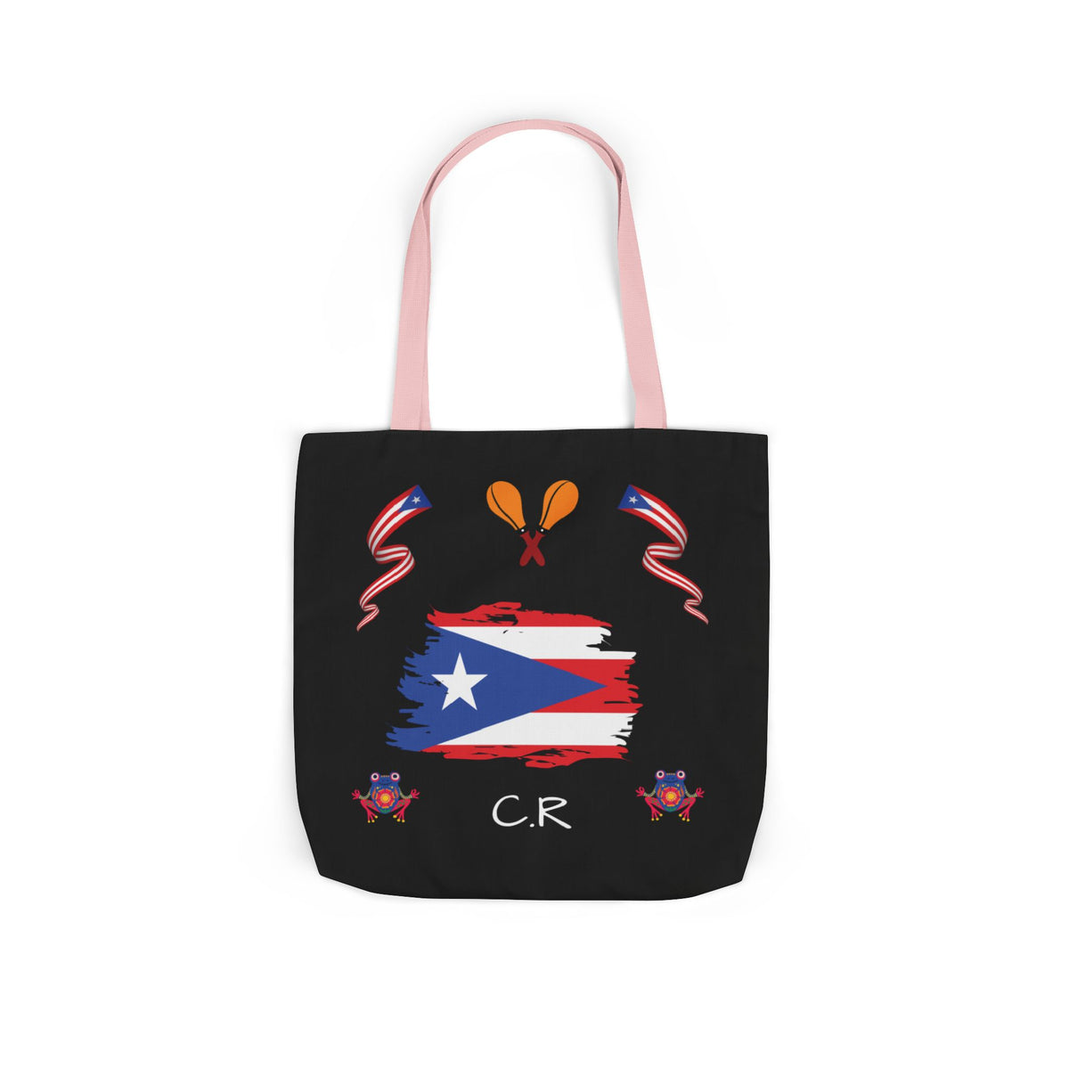 Puerto Rico Pride Canvas Tote Bag — Personalized with initial and D.O.D