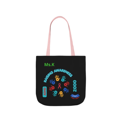 Autism Awareness Canvas Tote — Rainbow Handprints & Ribbon Design
