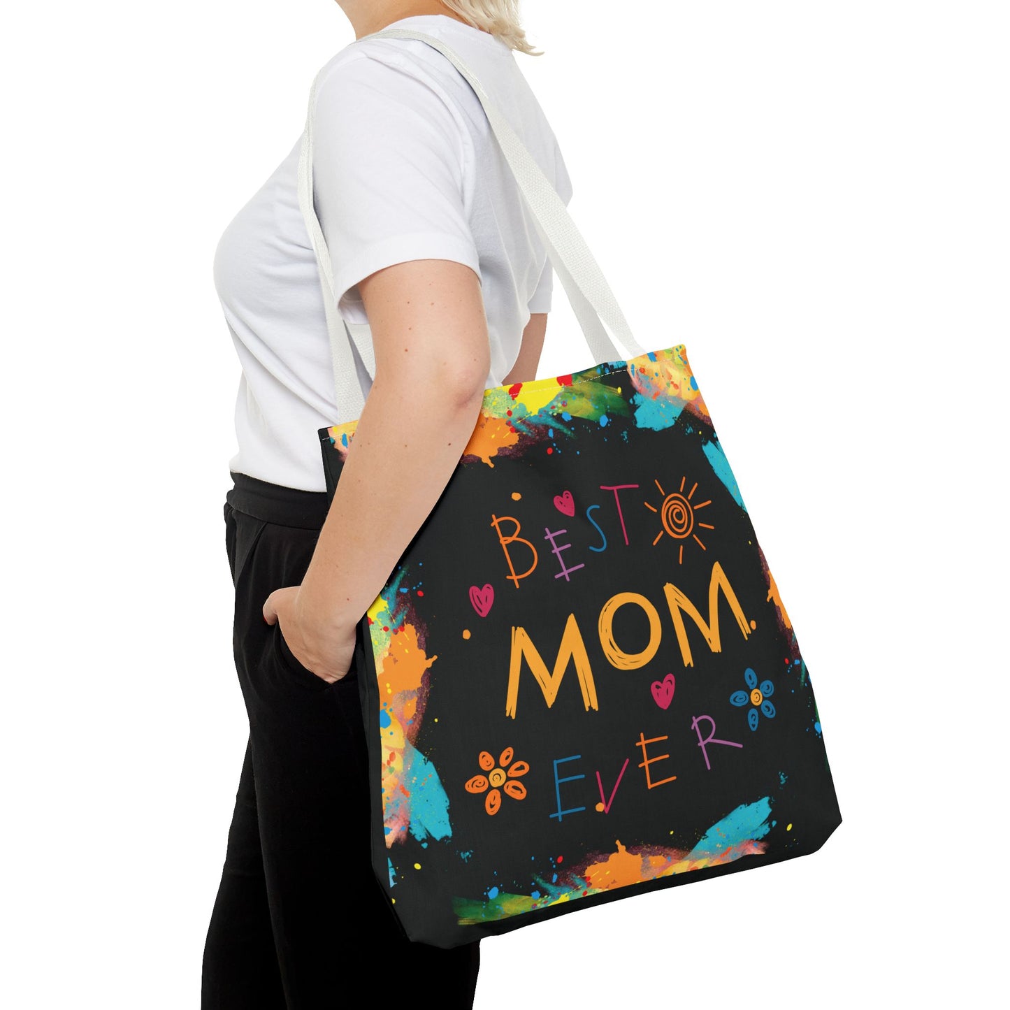 Mom Black Graphic Canvas Tote Bag