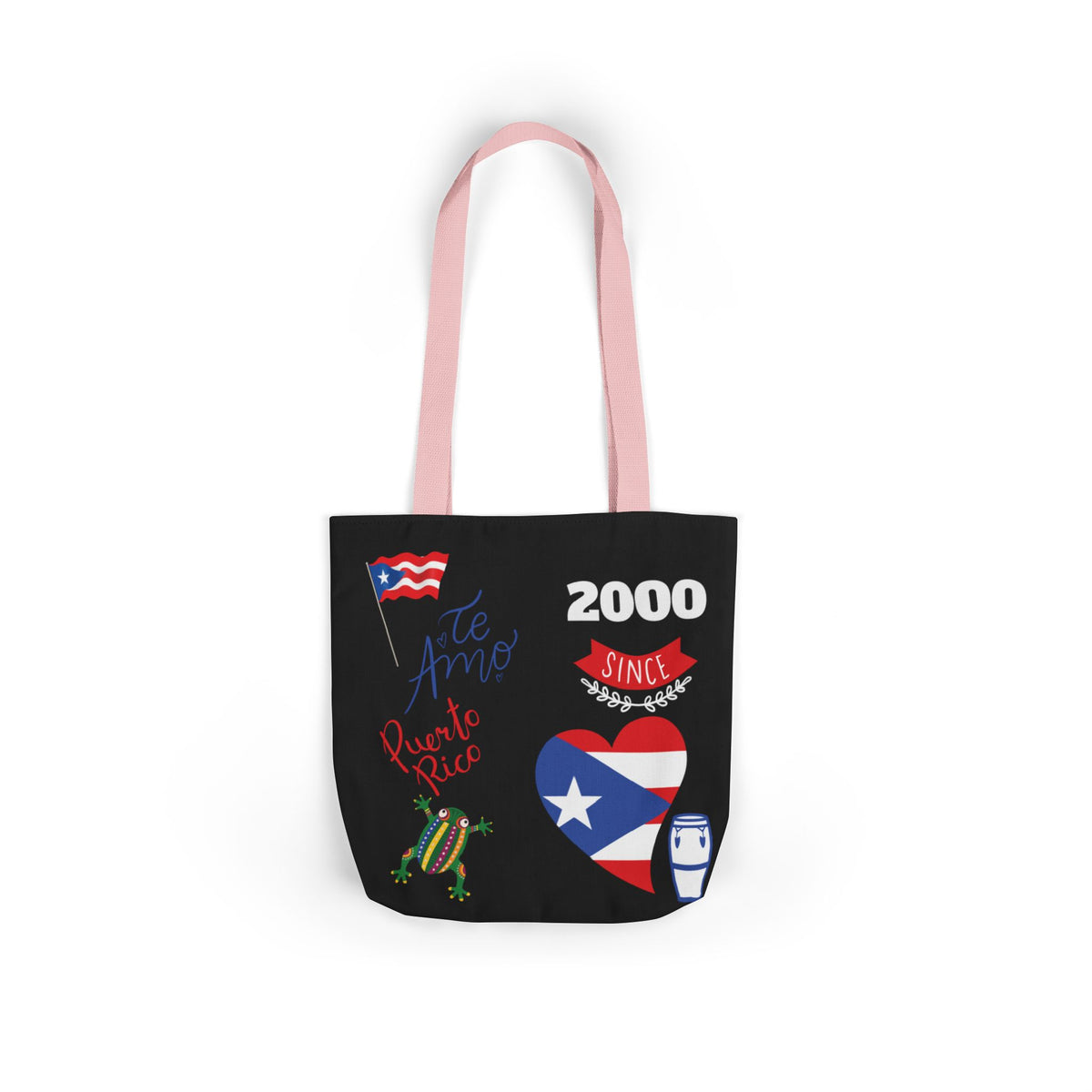 Puerto Rico Pride Canvas Tote Bag — Personalized with initial and D.O.D