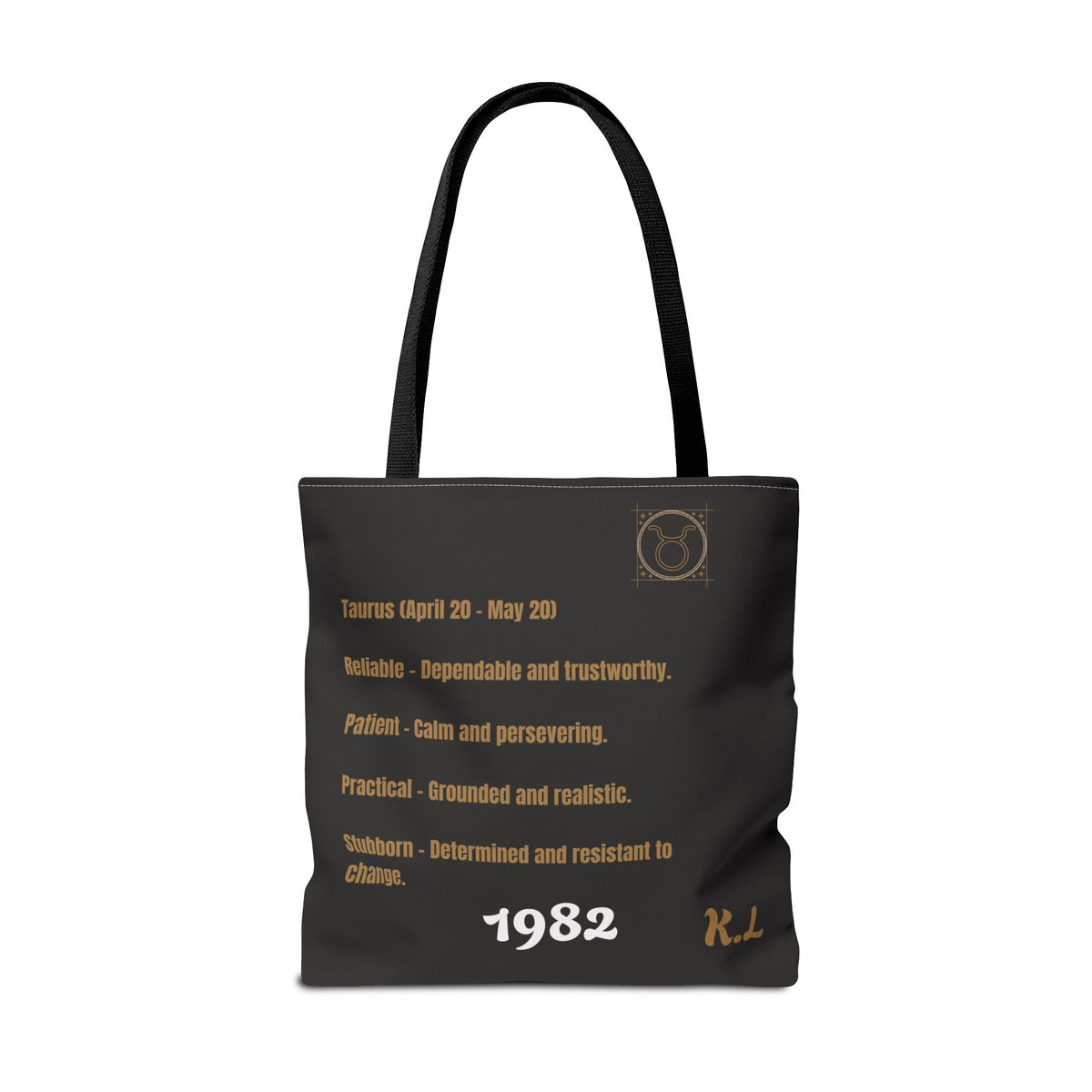 Personalized Taurus Vibes' Zodiac Canvas Tote Bag with Birth Year & Initials
