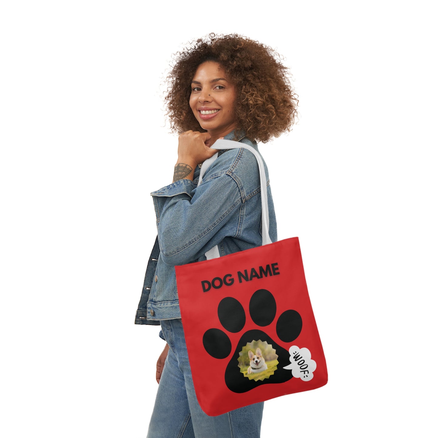 Red and Black Personalized Dog Canvas Tote Bag