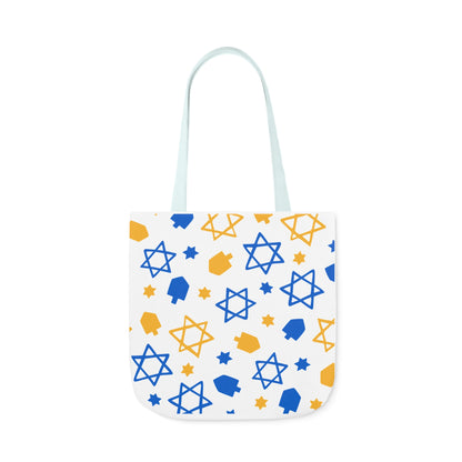 Blue and White Hanukkah Canvas Tote Bag