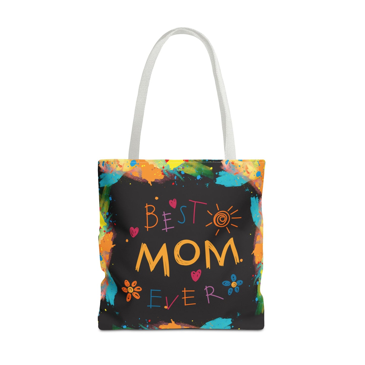 Personalized Mom Canvas Tote Bag — Watercolor Initials Splash