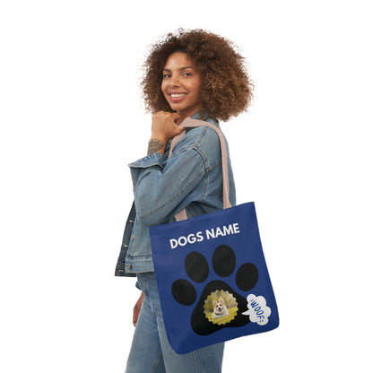 Blue Personalized Dog Canvas Tote Bag