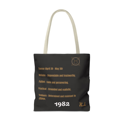 Personalized Taurus Vibes' Zodiac Canvas Tote Bag with Birth Year & Initials