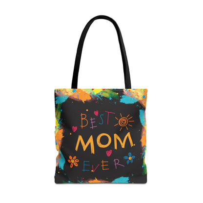 Personalized Mom Canvas Tote Bag — Watercolor Initials Splash