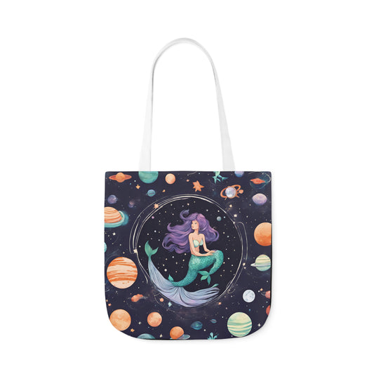 Mermaid Canvas Tote Bag, 5-Color Straps