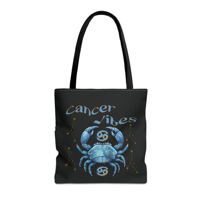 Black Zodiac Cancer Tote Bag