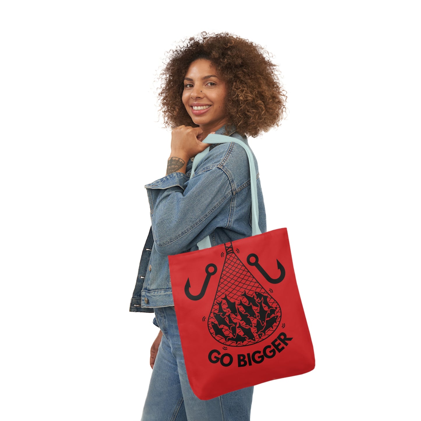 Fishing Canvas Red Tote Bag