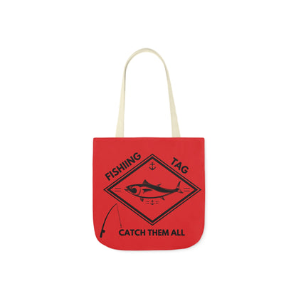 Fishing Canvas Red Tote Bag