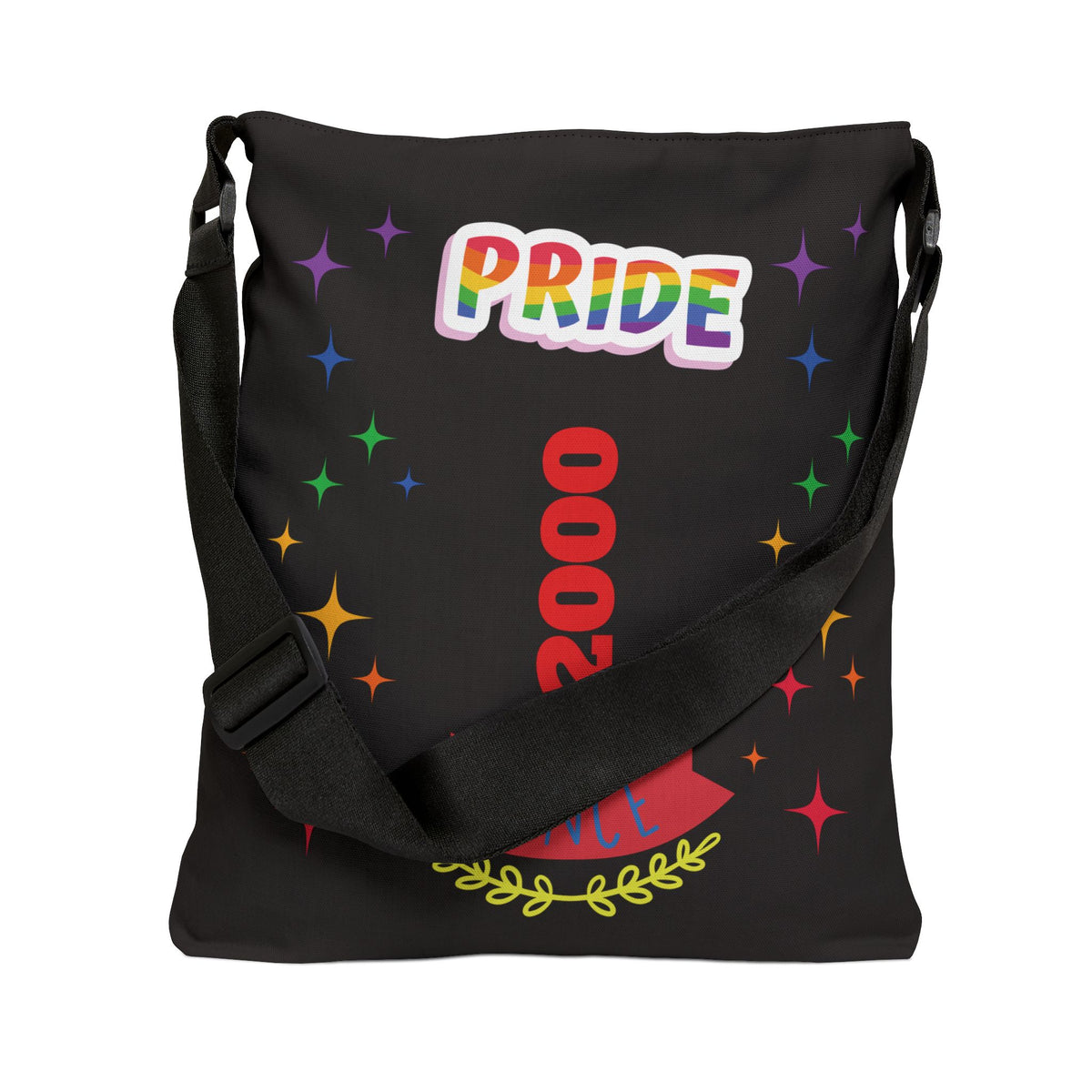 Personalzized Initial & D.O.B Pride Always Adjustable Tote Bag – Rainbow Hearts, 24/7 LGBTQ+ Celebration