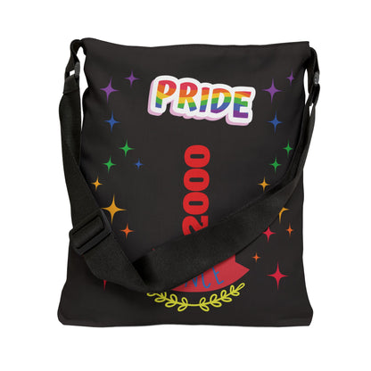 Personalzized Initial & D.O.B Pride Always Adjustable Tote Bag – Rainbow Hearts, 24/7 LGBTQ+ Celebration