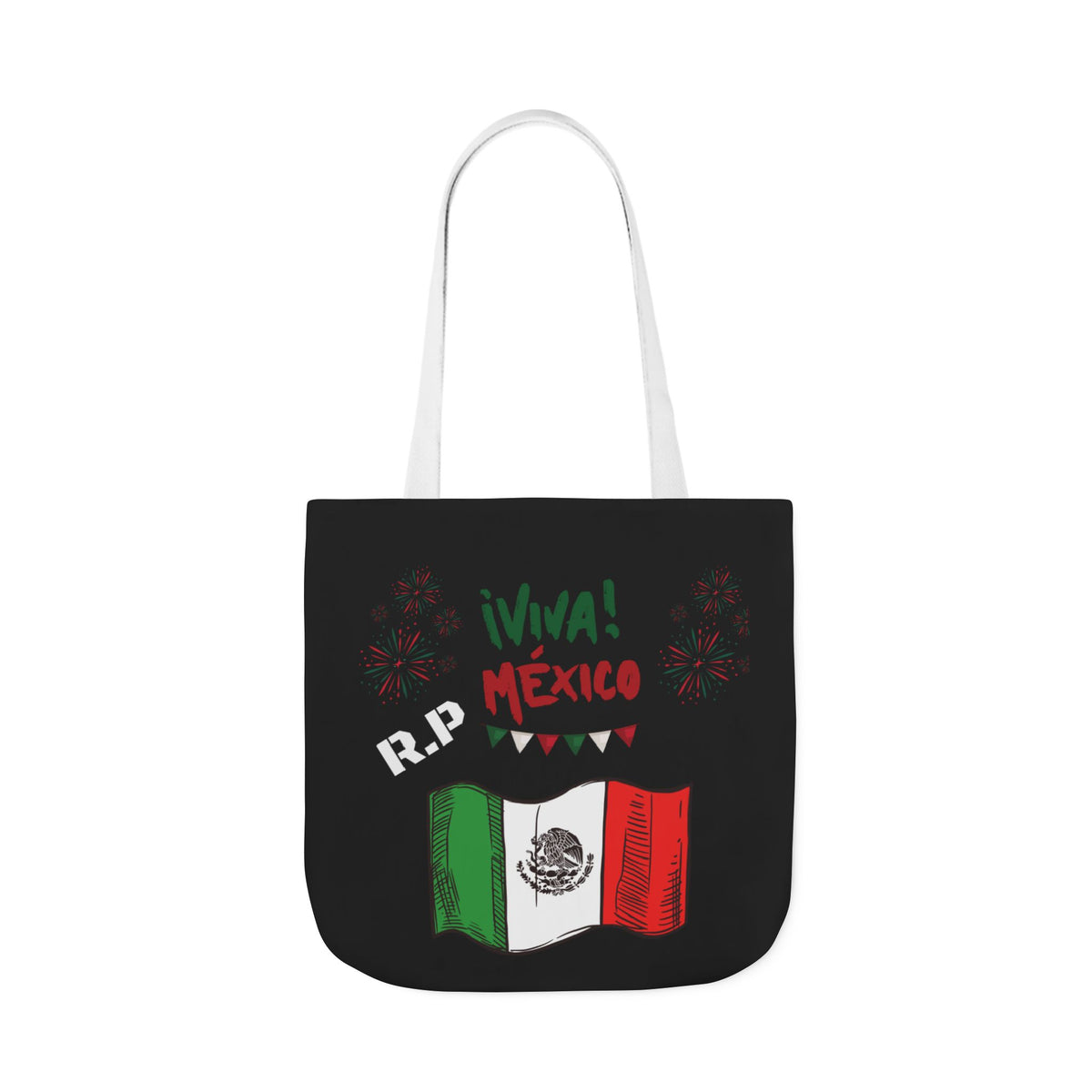 Personalized D.O.B and initial Viva México Flag Canvas Tote  Reusable Bag