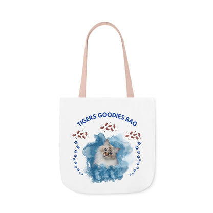 White and Blue Personalized Cat Canvas Tote Bag