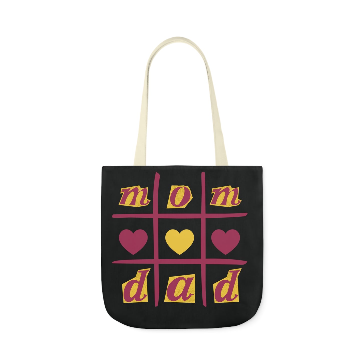 Canvas Tote Bag, Black Family Tic Tac Toe Design