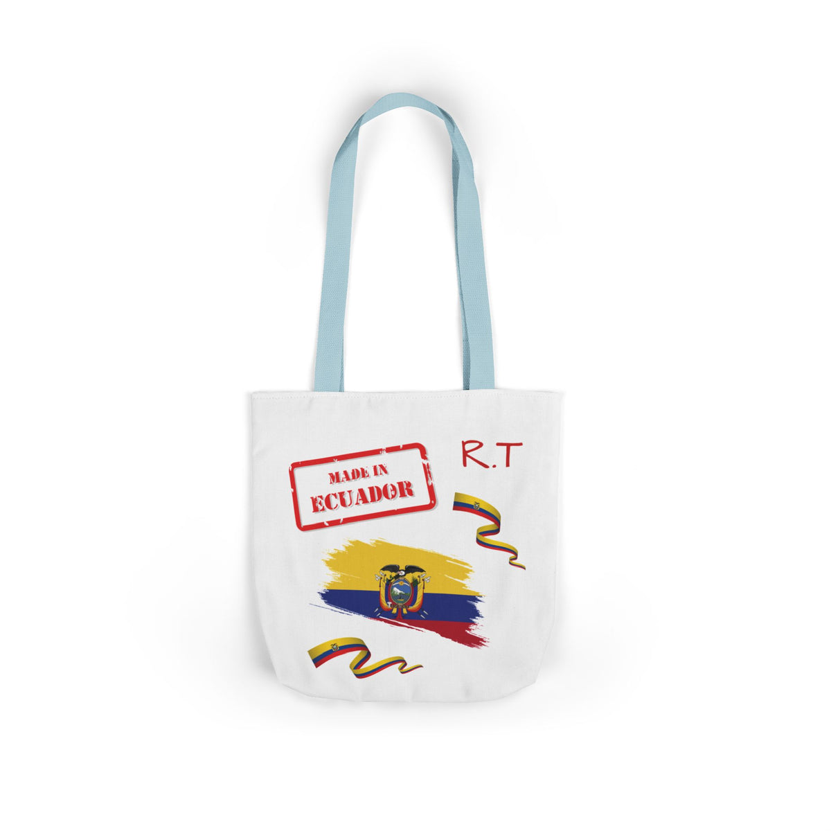 Ecuador Canvas Tote — "Te Amo" Heart Flag Design Personalized initial and D.O.B