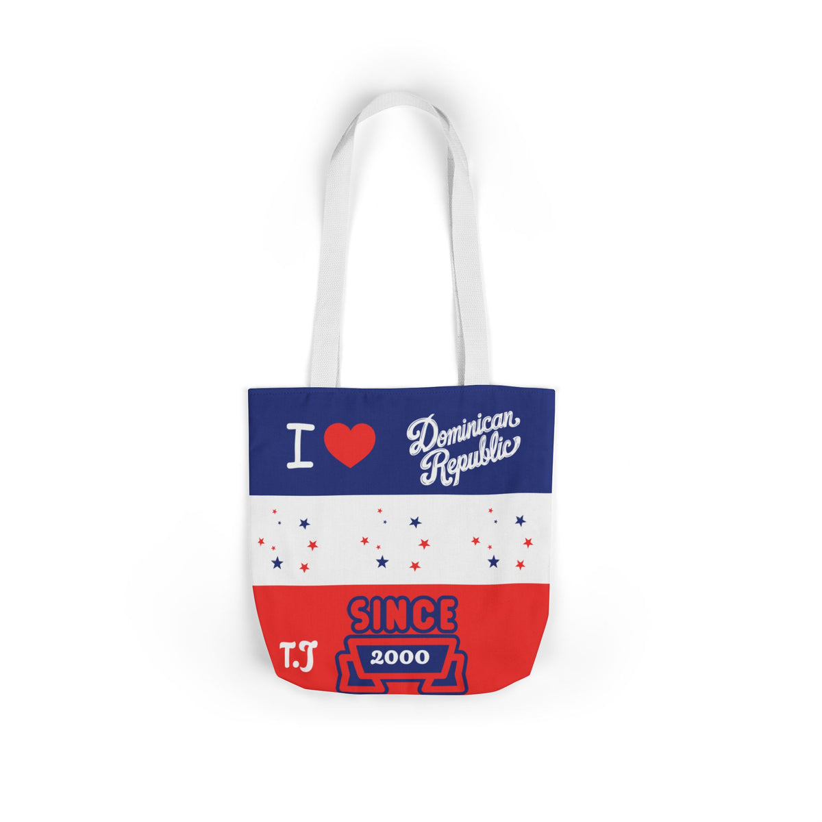 Personalized D.O.B & intinial,Dominican Republic Heart Canvas Tote —