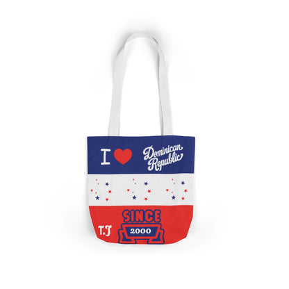 Personalized D.O.B & intinial,Dominican Republic Heart Canvas Tote —