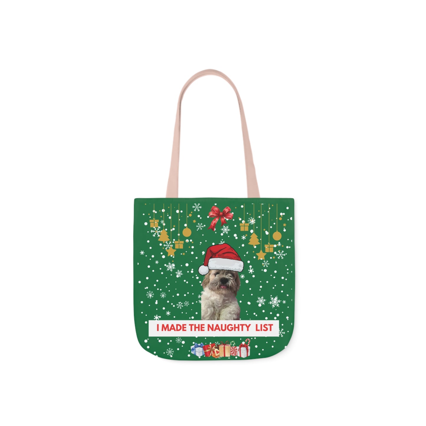 Green Christmas Personalized pet Canvas Tote Bag