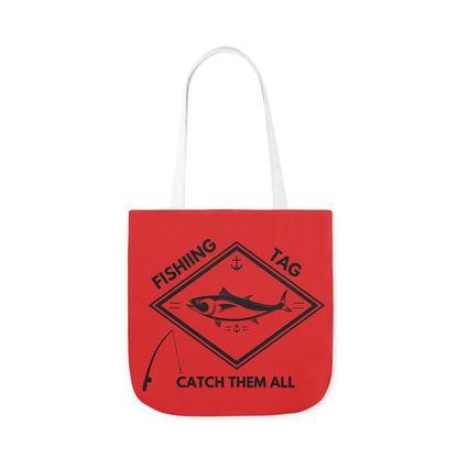 Fishing Canvas Red Tote Bag