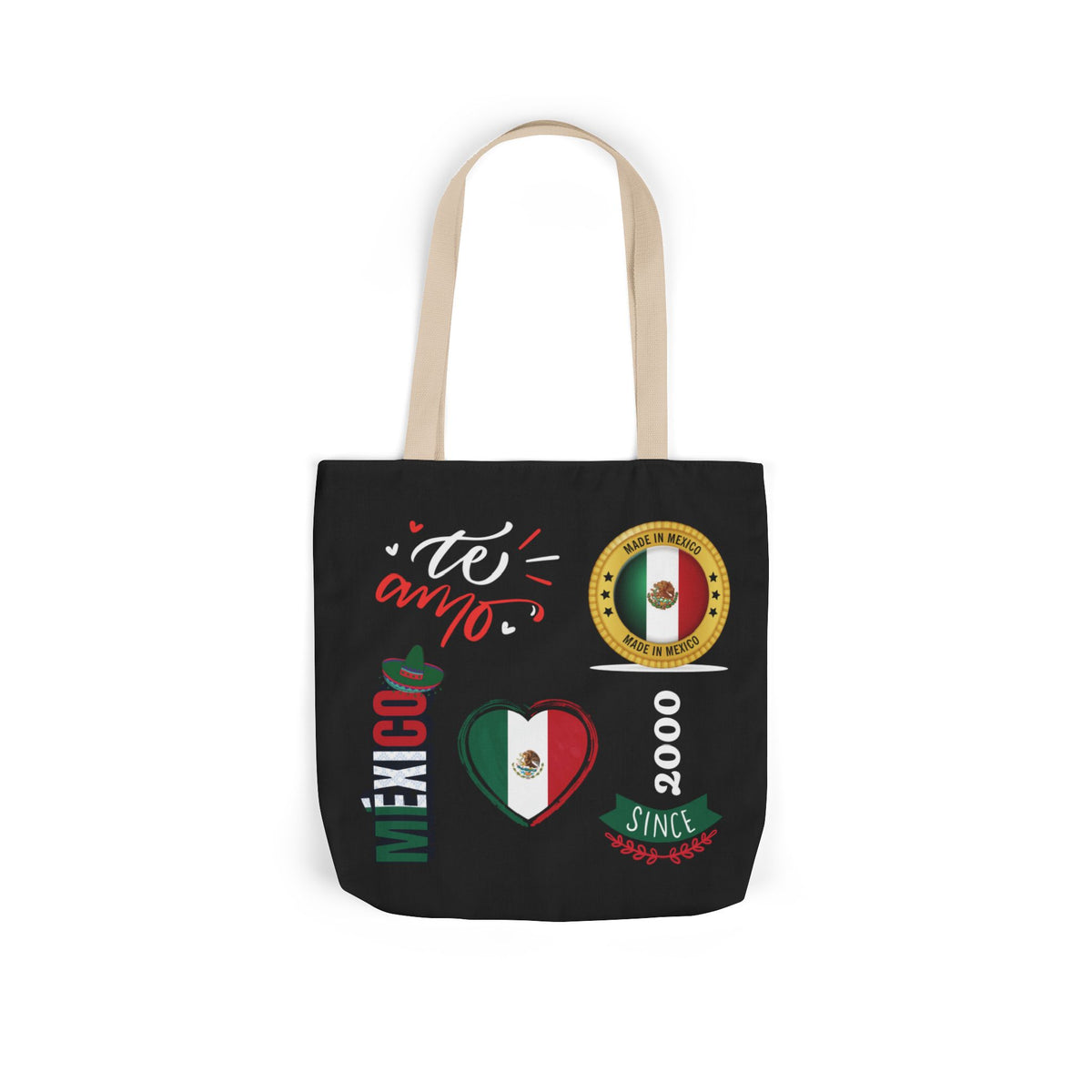 Personalized D.O.B and initial Viva México Flag Canvas Tote  Reusable Bag