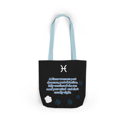 Personalized Zodiac D.O.B. Black Canvas Tote Bag