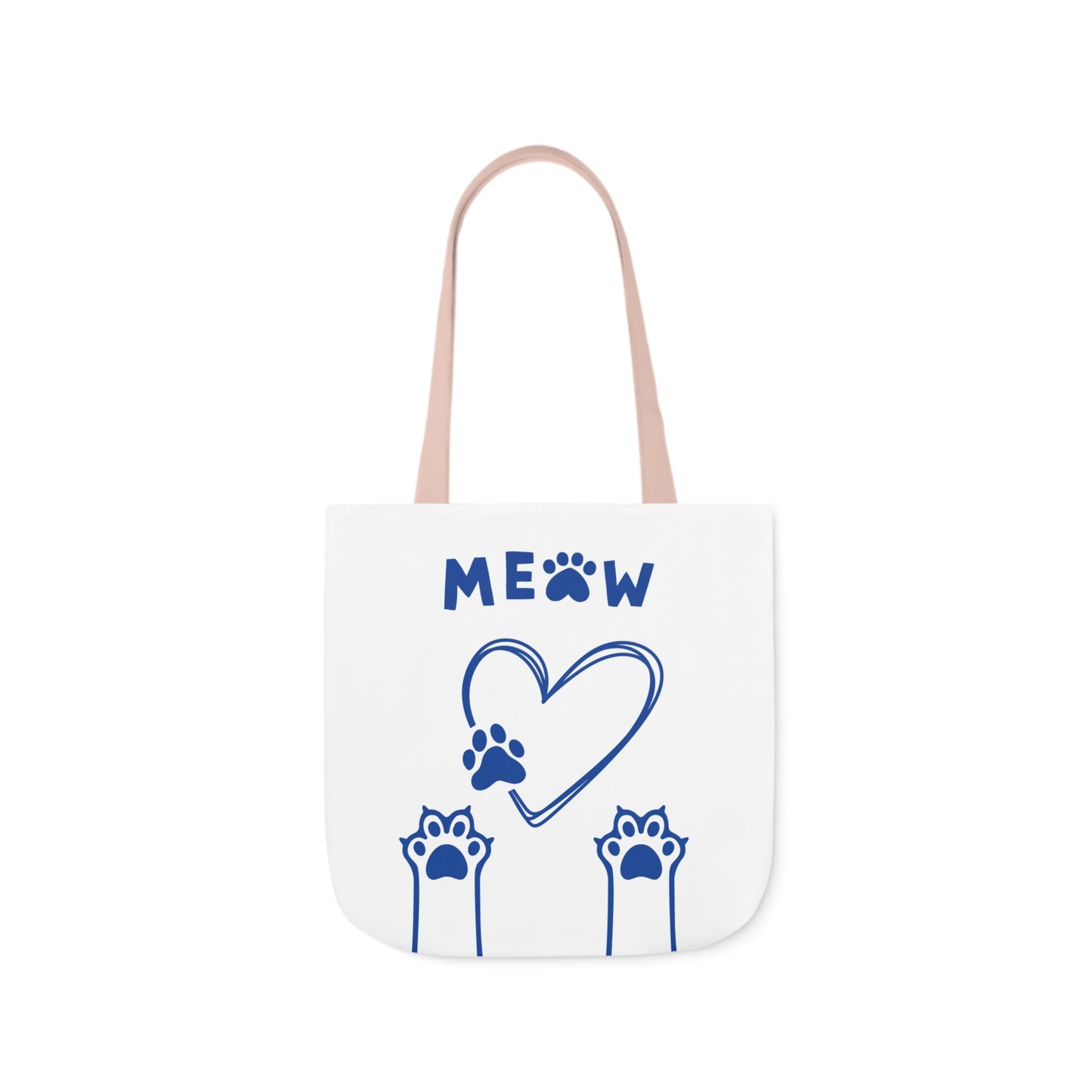 White and Blue Personalized Cat Canvas Tote Bag