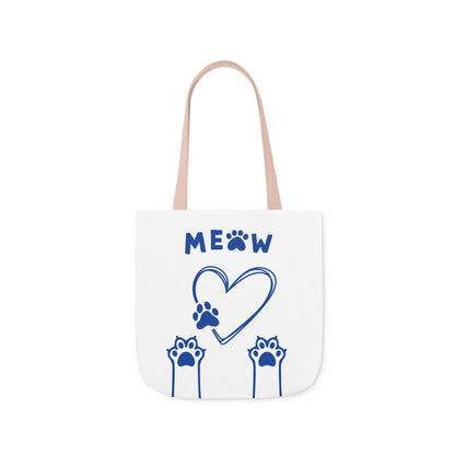 White and Blue Personalized Cat Canvas Tote Bag