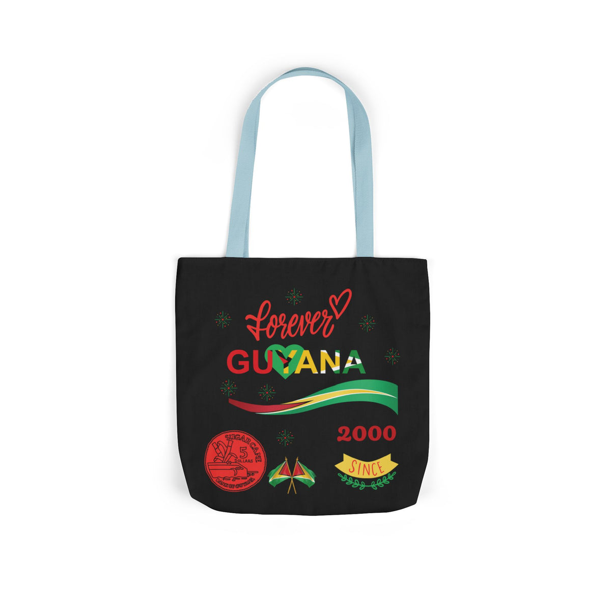 Personalized D.O.B and initial Love You Guyana Canvas Tote Bag