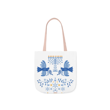 Blue and White Hanukkah Canvas Tote Bag