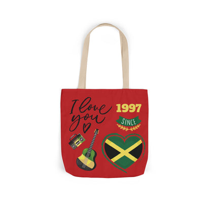 Personalized D.O.B & Initial Jamaica Theme Canvas Tote Bag